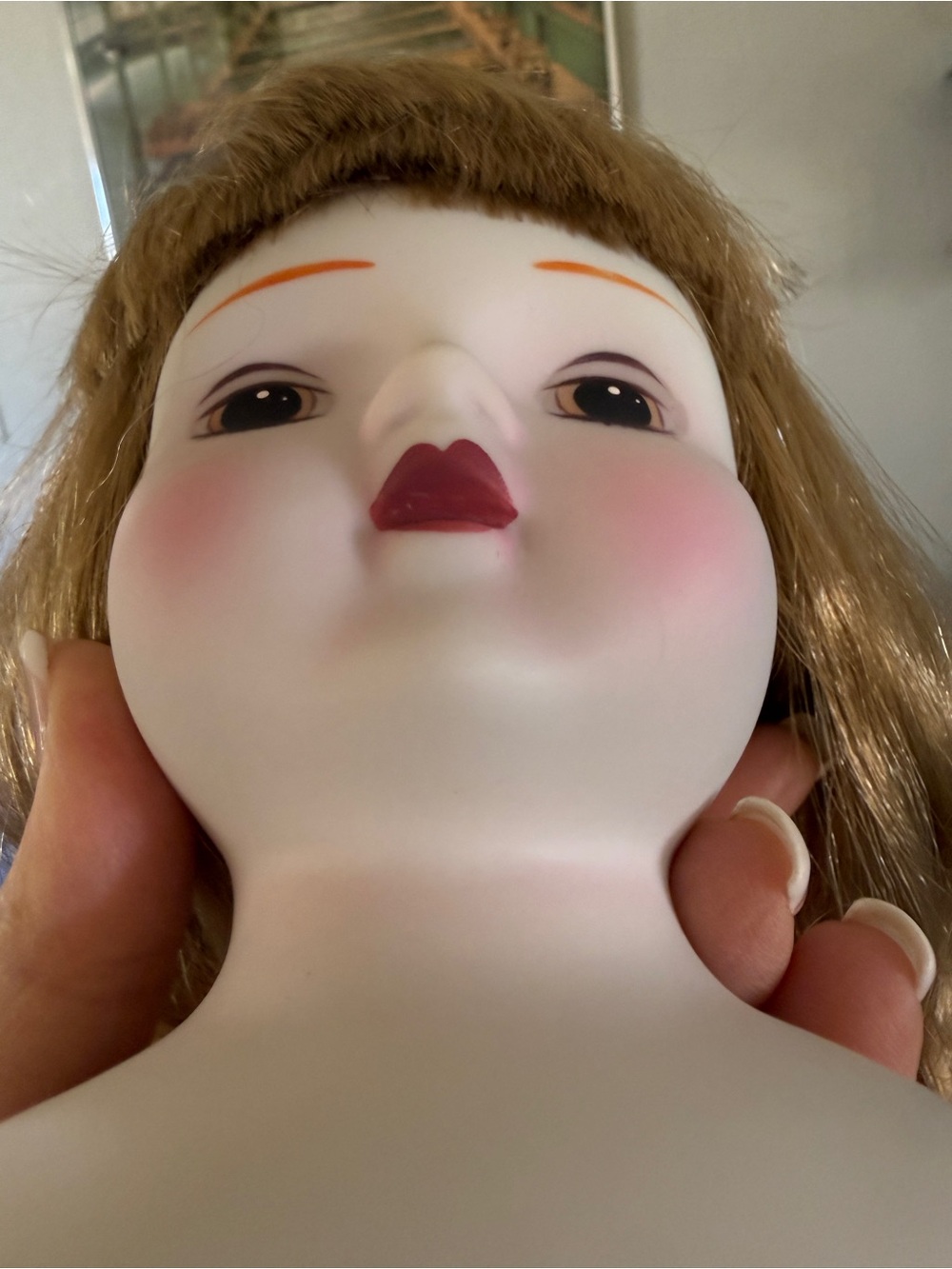 Vintage Porcelain Doll Head Accent in Blonde and White for Crafting - Picture 4 of 14